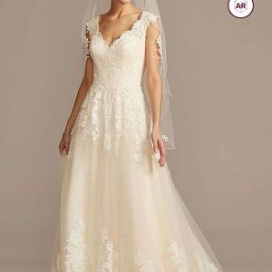 Ivory Tulle V-Neck Wedding Dress